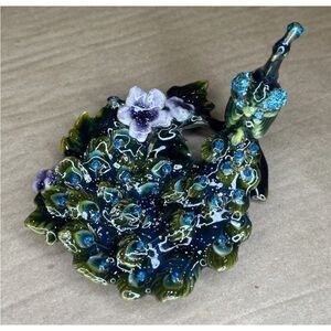 Peacock enameled jewelry dish